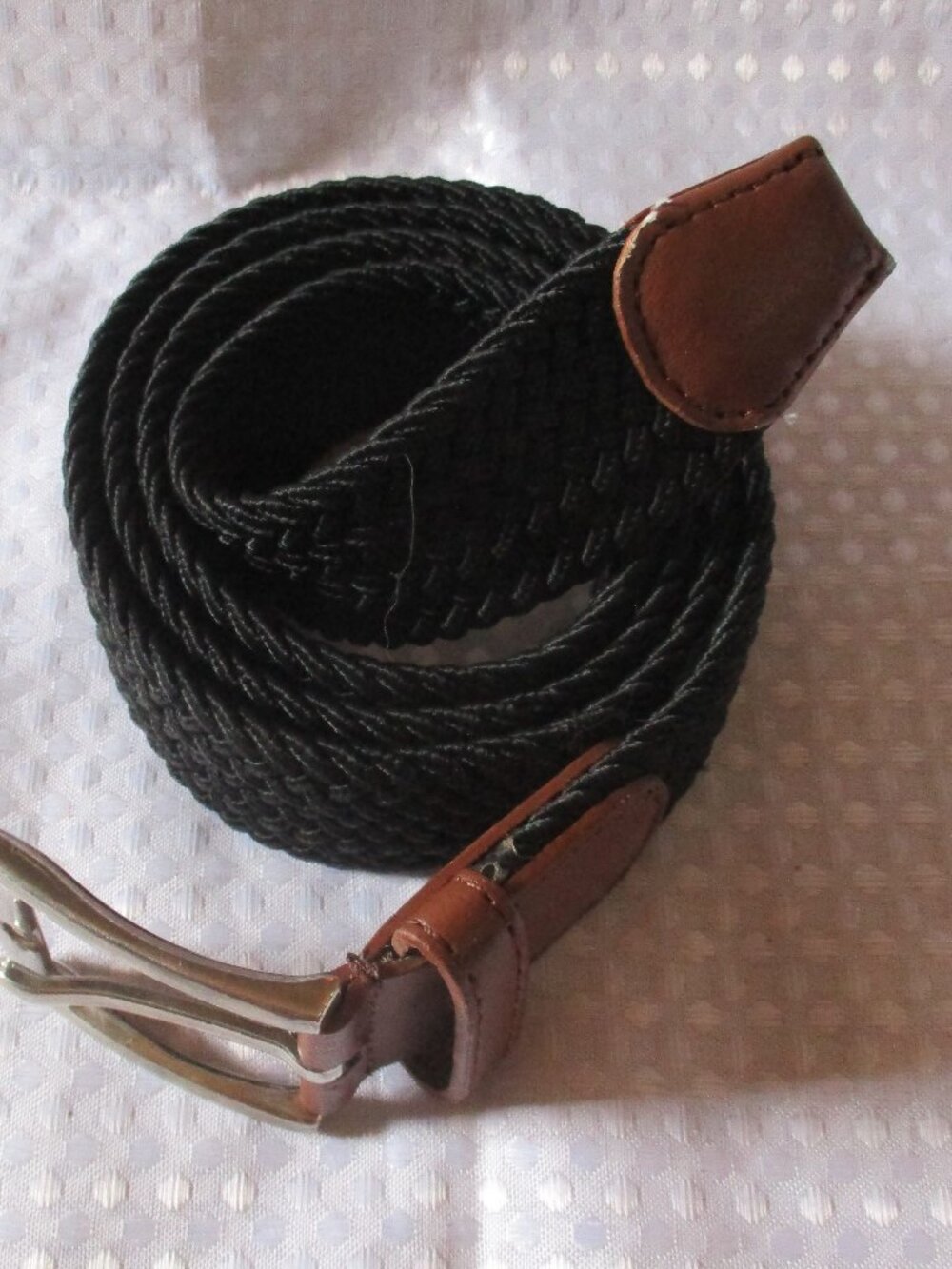Unbranded Unisex Black Elastic Braided Stretch Woven Fabric Belt   Sz. M